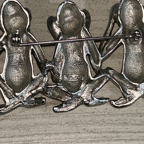 Vintage OAJC See No Evil Hear No Evil Speak No Evil Monkey Brooch Pin - Picture 3 of 8
